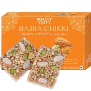 Roasty Tasty Pearl Millet Bars - Bajra Bite | Millet Chikki Bars | Peanut Chikki with Jaggery | Protein Snacks | No Added Sugar | Healthy Snacks | Energy Bar Replacement | Pack of 1 | 150g