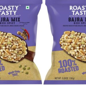 Roasty Tasty Roasted Desi Spicy Crunchy Bajra Mixture Namkeen Millet Snacks (Bajra, Moong, Jowar, Peanuts) - Pack Of 10 (150G Each) | Healthy Snacks For All | No Trans Fat | Export Quality