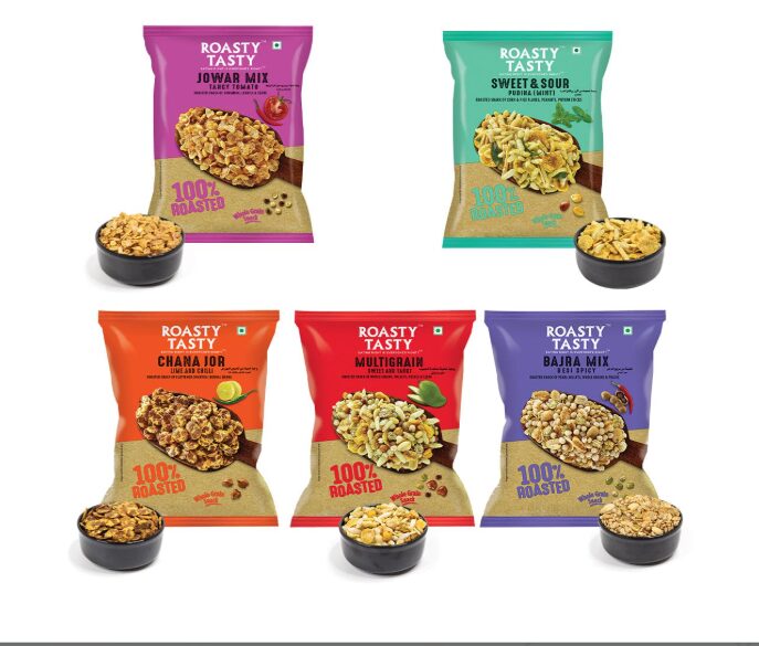 Roasty Tasty Roasted Snacks Millet Namkeen Combo - Palm Oil Free - Trans-Fat-Free Snacks - Non Fried Diet Mixture Items Made With Millets Combo Value Pack - 200G Each X 5 Flavours - 1Kg
