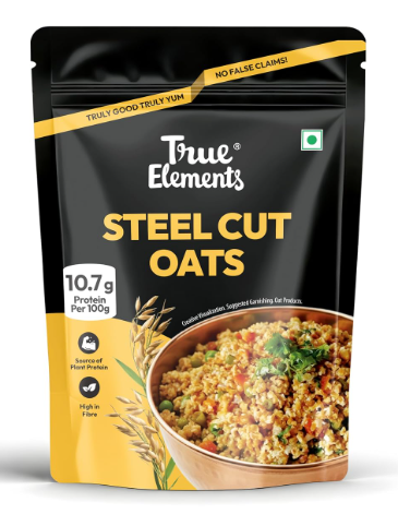 True Elements Steel Cut Oats 500g | Sugar Free Oats | Healthy Breakfast | 100% Wholegrain | Diabetic Friendly Oats | Breakfast Cereal