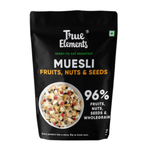 True Elements Muesli Fruit and Nuts 1kg - With Real Fruits & Almonds | 100% Wholegrain Muesli with Oats, Almonds | Real Freeze-dried fruits, Not Candied | Breakfast Cereal | High Fibre & Nutrient-Rich blend