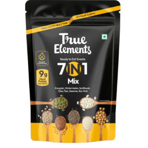 True Elements Seeds Mix - 7 in 1 Super Seeds & Nut Mix 500g - (Roasted Pumpkin, Watermelon, Sunflower, Flax | Sesame | Chia and Soynuts) - Diet Snacks