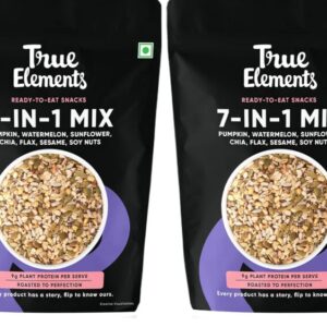 True Elements 7 in 1 Seeds Mix 250g - Complete Seed Blend | 24g Protein & 16g Fibre | High Fibre Super Seeds | Perfect for Oats, Smoothies & Healthy Snacking (Pack of 2)