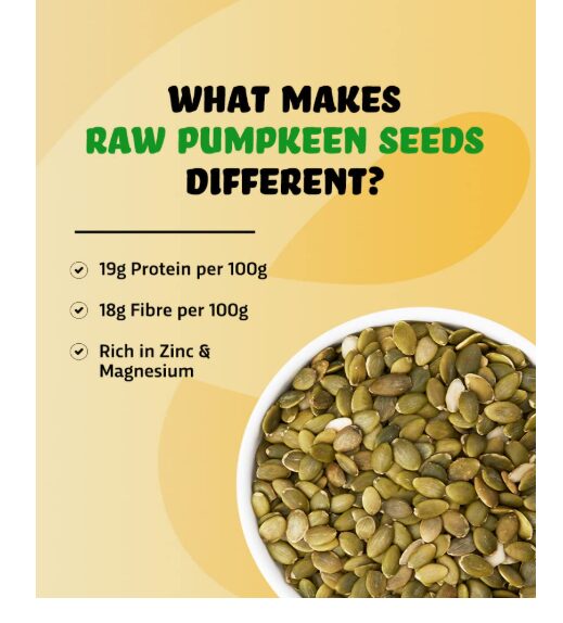True Elements Pumpkin Seeds 1kg - Immunity Booster Seeds for Eating | Protein Rich Seeds for eating | Healthy Diet Snacks - Image 2