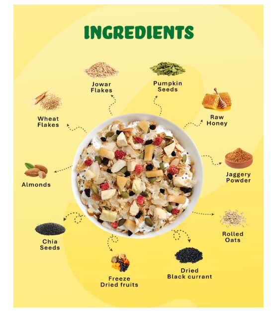 True Elements Muesli Fruits, Nuts & Seeds 400gm - Breakfast Cereal | 100% Wholegrain | Muesli with Freeze Dried Fruits - Image 2
