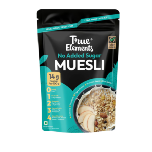 True Elements No Added Sugar Muesli 1kg - Protein muesli -14g protein per 100g | Clean Label Breakfast Cereal | No hidden sugar | Millet Muesli with Jowar | High Fibre