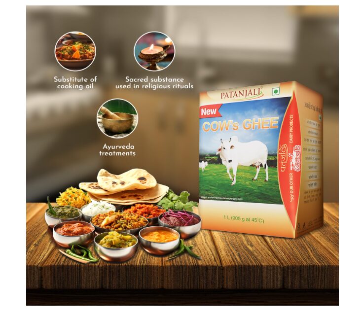 Patanjali Premium Cow Ghee Tetra Pack 1L - Pure Danedar Rich Aroma Gau Ghrita Cow Milk Ghee | Suitable for Cooking Sweets & Daily Use | No Additives - Image 2