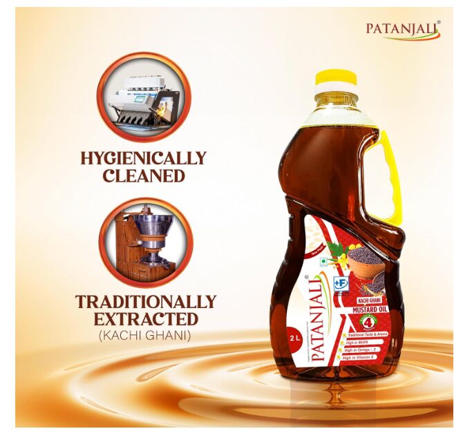 Patanjali Mustard Oil 2L, Pure & Natural, Cold Pressed Kachi Ghani Sarso ka Tel, Ideal for Cooking, Frying, Pickling & Daily Use - Image 2