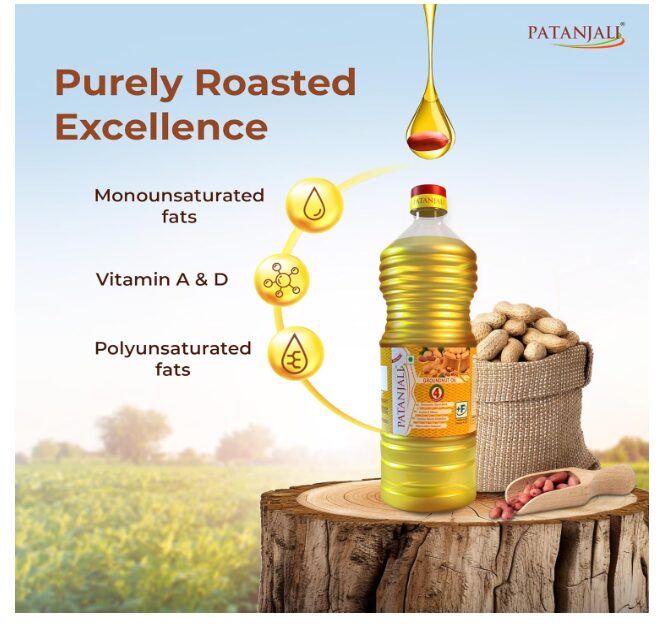 Patanjali Groundnut Oil 1L/850g Bottle, Kacchi Ghani, Virgin, Unrefined, Cold pressed, Edible Oil for Cooking, Baking & Frying for Rich Flavour & Nutrition - Image 2