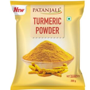Patanjali Turmeric Powder, 200g Flavourful Indian Spice for Cooking, Enhances Taste & Color, Hand Grounded Haldi Powder