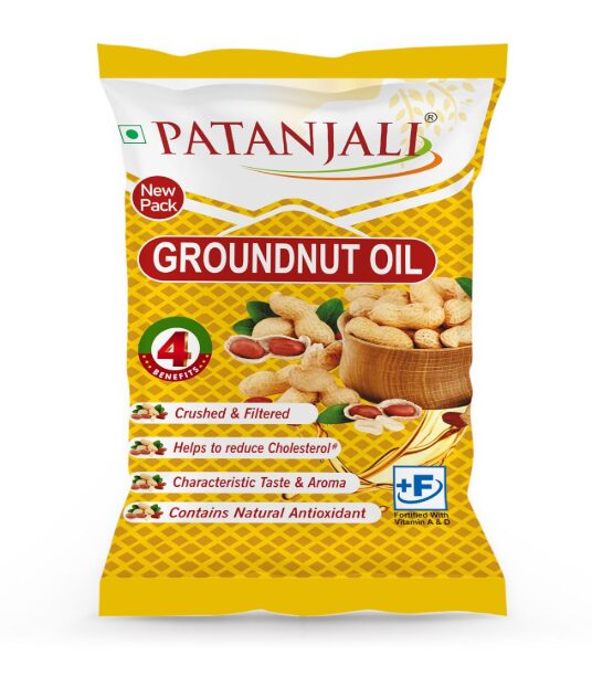 Patanjali Groundnut Oil, Kacchi Ghani, Virgin, Unrefined, Cold pressed, Edible Oil for Cooking, Baking & Frying for Rich Flavour & Nutrition 750Gm Pouch - Image 2