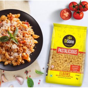 DiSano Elbow Pasta 1kg, Healthy Pasta, Made with 100% Durum Wheat Semolina, 100% Suji, No Maida, Source of Protein & Fibre, Non-Sticky