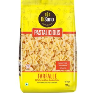 DiSano Farfalle Pasta 500g, Healthy Pasta, Made with 100% Durum Wheat Semolina, 100% Suji, No Maida, Source of Protein & Fibre, Non-Sticky