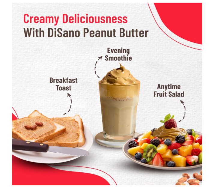 DiSano Peanut Butter, Creamy, 25% Protein with Vitamins & Minerals, 350g - Image 2