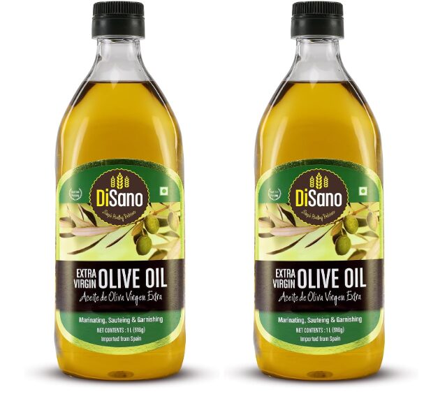 DiSano Extra Virgin Olive Oil 1L, Cold Pressed, First Extraction, Ideal for Sauteing, Grilling & Dressing (Pack of 2)