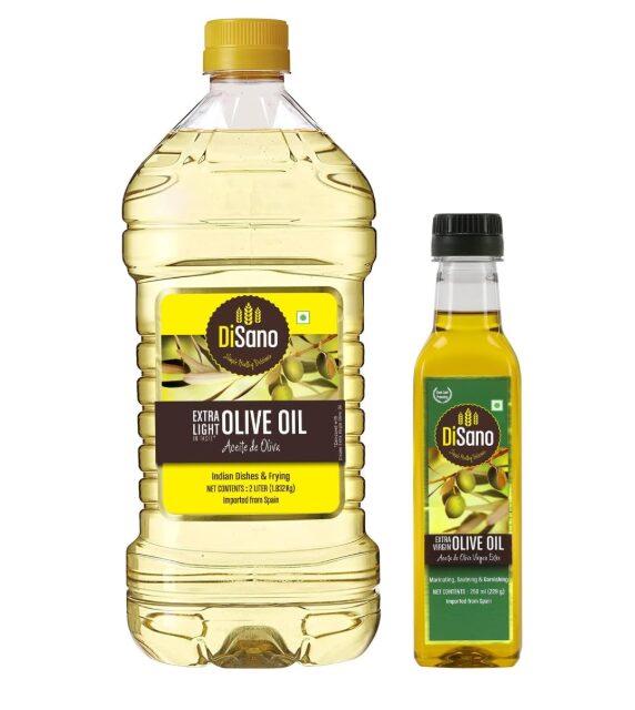 DiSano Extra Light Olive Oil, Indian dishes and frying, 2L & DiSano Extra Virgin Olive Oil, First Cold Pressed, 250ml Material : vegetarian