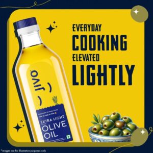 Jivo Extra Light Olive Oil 1 Litre | Imported from Spain | Everyday Cooking, Dressings, Salad, Soups, Dips, and Marinades All Culinary Uses | Light, Flavorful High MUFA & Rich in Antioxidants
