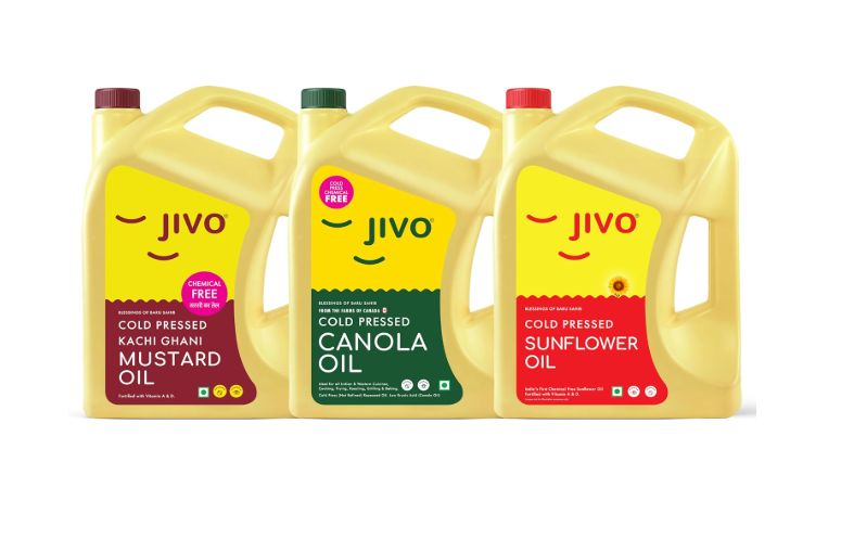 Jivo Canola Cold Press Edible Oil, Kachi Ghani mustard Oil & Chemical Free Cold Pressed Sunflower Oil (5L Each) | |Healthy Cooking for Daily use | Organic & natural Oil (15 Litres)