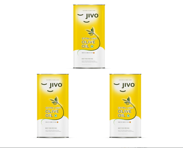 Jivo Extra Light Olive Oil 5 Litre TIN | Imported from Spain | Recommendable Daily Cooking for Roasting, Frying, Baking All type of Cuisines| Low Saturated Fat, Low Saturated Fat | (Pack of 3)
