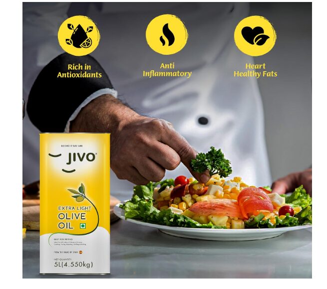 Jivo Extra Light Olive Oil 5 Litre TIN | Imported from Spain | Recommendable Daily Cooking for Roasting, Frying, Baking All type of Cuisines| Low Saturated Fat, Low Saturated Fat | (Pack of 3) - Image 2