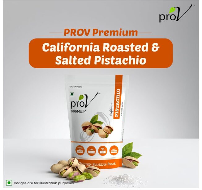 ProV Premium California Pistachios | Roasted & Lightly Salted | Rich in Protein, Fiber & Antioxidants | Crunchy Heart-Healthy Nut Snack | 250g