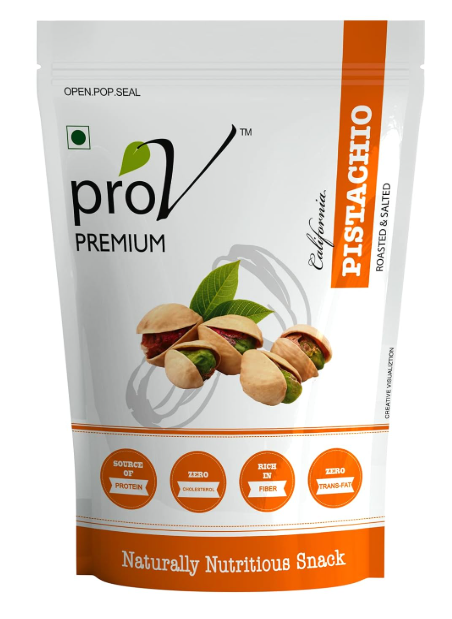 ProV Premium California Pistachios | Roasted & Lightly Salted | Rich in Protein, Fiber & Antioxidants | Crunchy Heart-Healthy Nut Snack | 250g