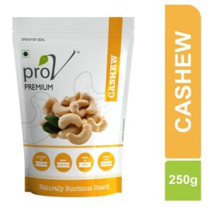 ProV Premium Cashews | High Grade Whole Natural Kaju Rich in Protein Healthy Fats & Essential Minerals | Cholesterol-Free Crunchy Dry Fruit Snack | 250g