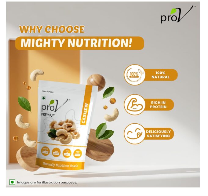ProV Premium Cashews | High Grade Whole Natural Kaju Rich in Protein Healthy Fats & Essential Minerals | Cholesterol-Free Crunchy Dry Fruit Snack | 250g - Image 2