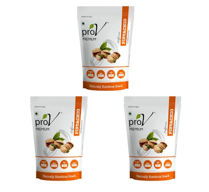 ProV Premium California Pistachios | Roasted & Salted Pistachio Nuts | Protein Rich, Antioxidant Dense | Premium Dry Fruits | 250 g (Pack of 3)