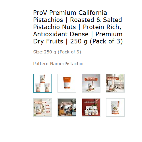 ProV Premium California Pistachios | Roasted & Salted Pistachio Nuts | Protein Rich, Antioxidant Dense | Premium Dry Fruits | 250 g (Pack of 3) - Image 2