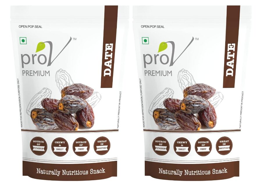 ProV Premium Dates - 250gm| Natural Khajoor| No Added Sugar | No Preservatives| Healthy, Tasty & Nutritious Dryfruits Snack | Rich in Iron, Fiber| Sweet Jewel of The Deserts| (Pack of 2)