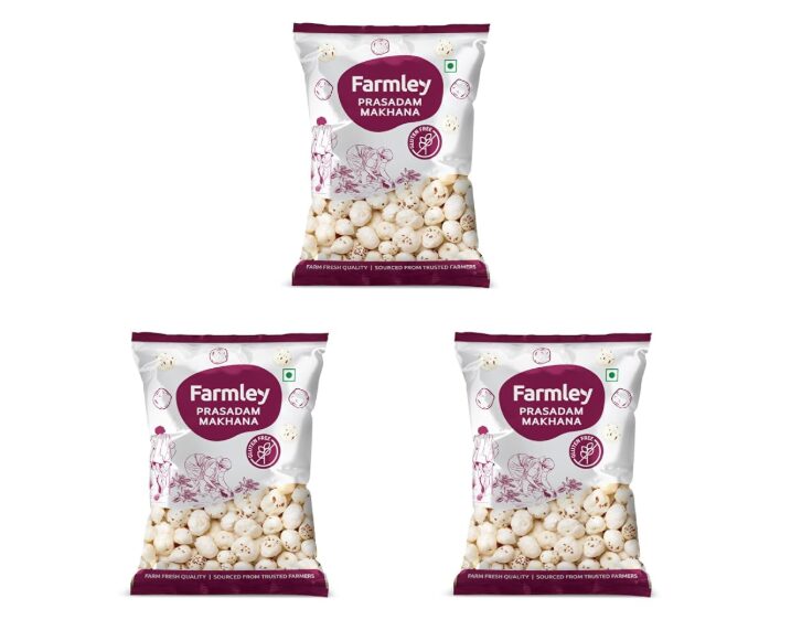 Farmley Prasadam Makhana, 250 g, Fit for Fasting | Foxnuts, Lotus Puffs | Rich in Calcium, Maintains Weight, Healthy Snacks (Pack of 3)