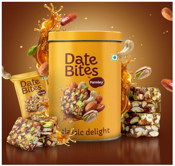 Farmley Date Bites I Dates Barfi Made with Dates, Pista, Cashews, Almonds, Honey and Pure Ghee I Dry Fruits Nuts, Healthy Snacks Sweets,Gluten Free, No Added Sugar (200g, Dates Bites Jar)