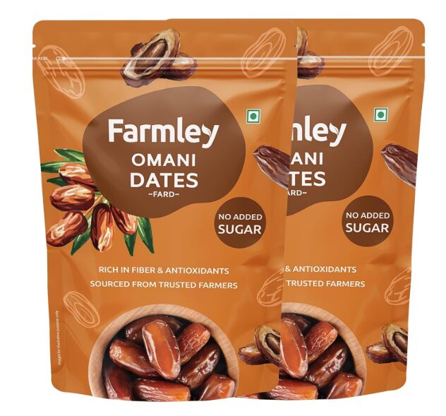 Farmley Omani Fard Fresh Dates/Khajur, 400 Gm,Each | Healthy Snacks, Rich In Fibre, Naturally Sweet, Naturally Low-Fat Food Pack Of 2