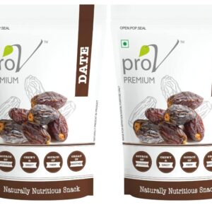 ProV Premium Dates - 250gm| Natural Khajoor| No Added Sugar | No Preservatives| Healthy, Tasty & Nutritious Dryfruits Snack | Rich in Iron, Fiber| Sweet Jewel of The Deserts| (Pack of 2)