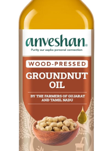 Anveshan Wood Cold Pressed Groundnut (Peanuts) Oil 1 Litre | PET Bottle | Kolhu/Kacchi Ghani/Chekku | Naturally Cholesterol Free | A1 Grade Groundnuts | Rich Aroma & Flavour