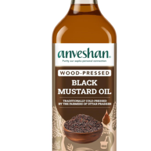 Anveshan Wood Cold Pressed Mustard Oil - 1L | PET Bottle | Kacchi Ghani | Black Mustard Oil | A1 Grade Mustard Seeds & 0 trans fat| Rich Aroma | Naturally Cholesterol Free & Goodness of Omega 3
