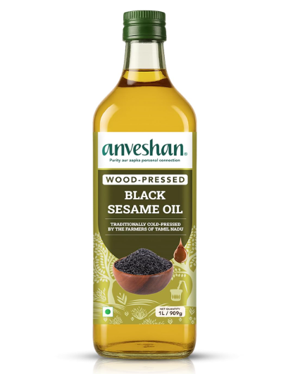 Anveshan Wood Cold Pressed Sesame Oil (Gingelly Oil) - 1Litre | PET Bottle | Kacchi Ghani | 0 trans fat & Chemical free| Goodness of Omega 6 & Authentic Seed Flavour| Helps Lower Cholesterol