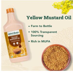 Anveshan Wood Cold Pressed Yellow Mustard Oil - 2 Litre | HDPE Can | Kolhu/Kacchi Ghani/Chekku | A1 Grade Mustard Seeds & 0 trans fat| Rich Aroma | Naturally Cholesterol Free & Goodness of Omega 3