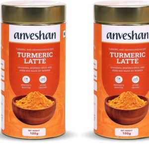Anveshan Turmeric Latte 100g | Healthy Ayurvedic Remedy with Ashwagandha Mix for Golden Milk | Haldi Mix (Pack of 2)