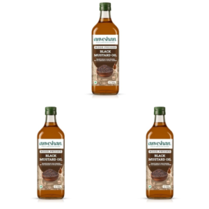Anveshan Wood Cold Pressed Mustard Oil - 1L | PET Bottle | Kacchi Ghani | Black Mustard Oil | A1 Grade Mustard Seeds & 0 trans fat| Rich Aroma | Naturally Cholesterol Free & Goodness of Omega 3