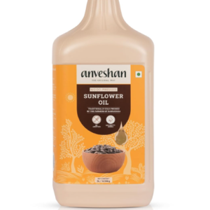 Anveshan Wood Cold Pressed Sunflower Oil 5L | HDPE Can | Kolhu/Chekku| Natural Antioxidants & Rich in Omega-6 | Hexane Free| Cholesterol Free