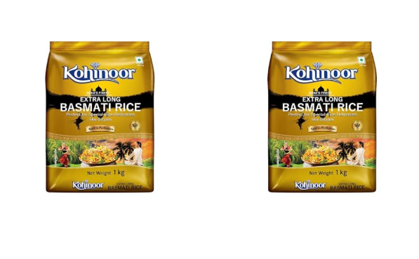 Kohinoor Gold India's Finest Extra Long Authentic Basmati Rice, 1 Kg Pack (Pack of 2)