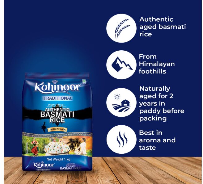 Kohinoor Traditional Authentic Basmati Rice, 1 kg | From Foothills of the Himalayas | Naturally Aged for 2 Years | Aromatic, Long-Grain & Fluffy Rice (Pack of 3) - Image 2