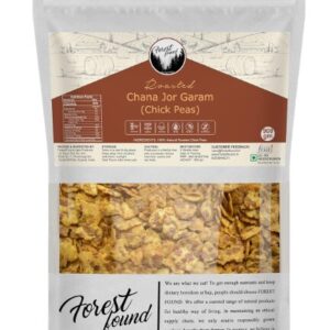 Forest Found Black Chana Jor Garam | Vacuum Roasted Gluten Free & Low Fat Healthy Snacks | No Salt No Masala Diet Namkeen Vegan Protein Roasted Bengal Gram - 900g (Pack of 1)