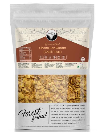 Forest Found Black Chana Jor Garam | Vacuum Roasted Gluten Free & Low Fat Healthy Snacks | No Salt No Masala Diet Namkeen Vegan Protein Roasted Bengal Gram - 900g (Pack of 1)