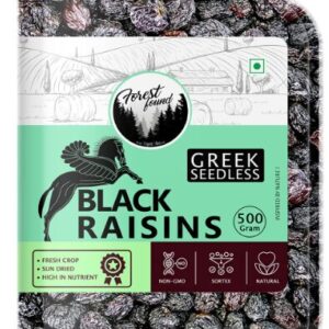 Forest Found Seedless Black Raisins | Dried Kishmish Without Seeds, Dry Grapes| Kali Kismis Dry Fruits | Kali Darakh (500 Gm)