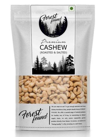 Forest Found Crunchy Cashew Nuts | Oven Roasted, Salted, Low Sodium, Oil-Free Kaju | Healthy, Natural Snack for Weight Loss, High in Protein, Rich in Fiber | Natural & Nutrient-Rich Cashews (900 Gram)