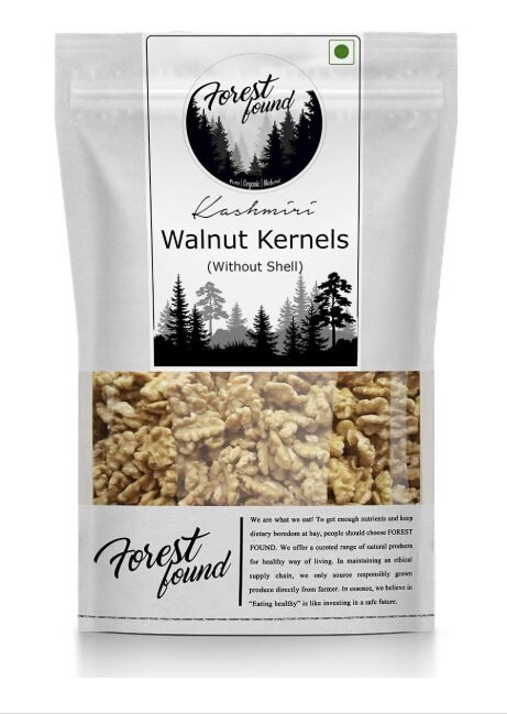 Forest Found Kashmiri Walnut Kernels Without Shell | Akharot Giri Dry Fruit | Extra Light Omega-3 Rich, Antioxidants | Ideal for Snacking, Salads, Baking, Desserts and Smoothies (900g)