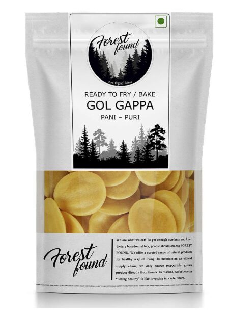 Forest Found Ready to Fry Dry Atta Golgappa & Pani Puri Papad - 250g | Instant Crunchy Wheat Pucchka, Gupchup, Pani Puri | Homemade Indian Street Food Snack Pack (Takes Minutes to Cook)